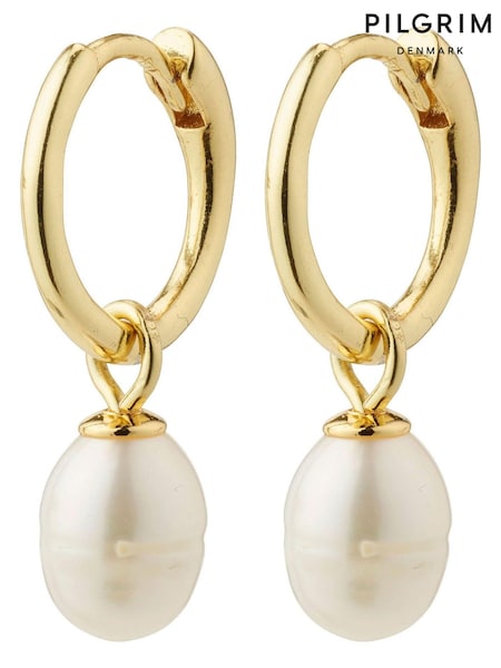 PILGRIM Gold Berthe Pearl Hoops Earrings (536692) | €39