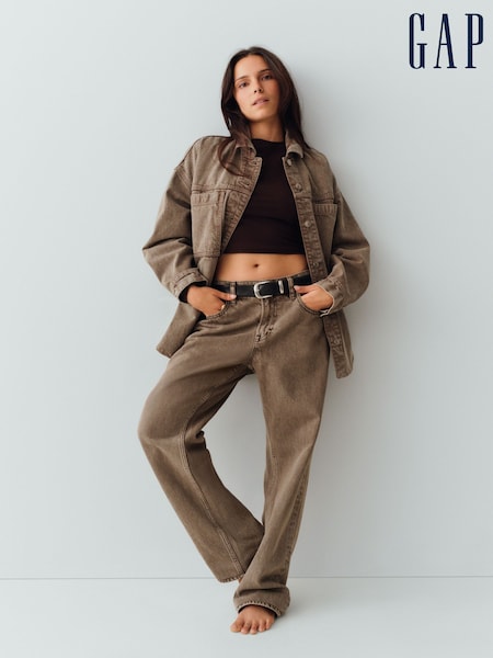 Acid Brown - Gap Straight-Taper-Jeans mit mittelhohem Bund