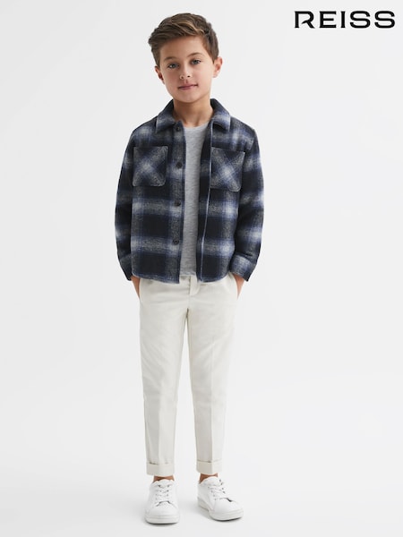 Reiss Blue Multi Idaho Wool Blend Check Overshirt (537516) | €20