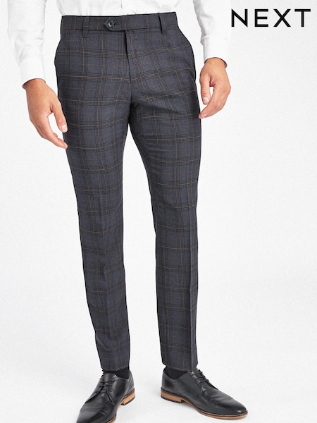 Marineblau/Rostbraun - Check Slim Fit Trousers (537559) | 12 €