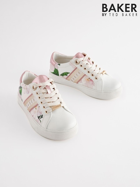 Baker by Ted Baker Girls Floral Lace Up White Trainers (537771) | € 28 - € 30