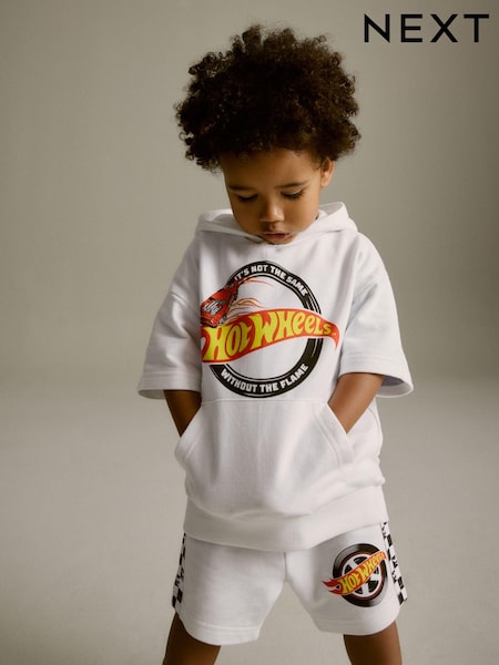 White Hot Wheels Jersey Hoodie and Shorts Set (3mths-8yrs) (537890) | €13 - €15