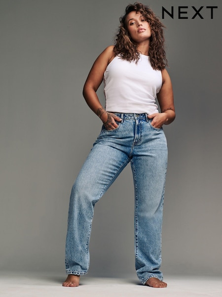 Mid Blue Hourglass Rigid Straight Leg 100% Cotton Jeans (538402) | $53