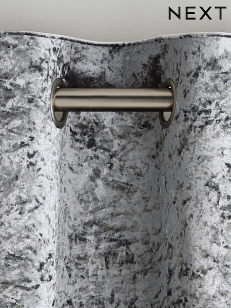 Grey Crushed Velvet Eyelet Lined Curtains (538860) | €26 - €63
