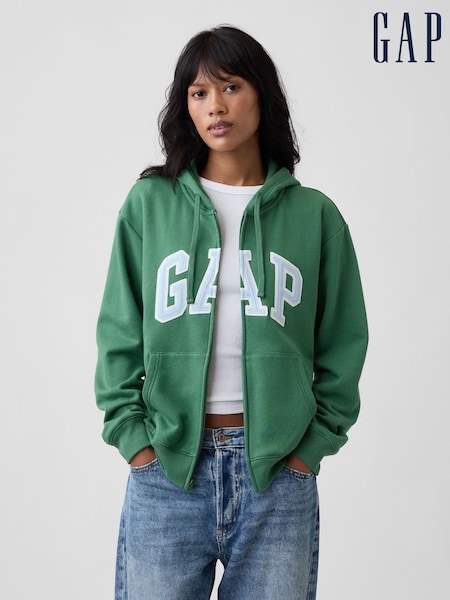 Green - Gap Relaxed Logo Zip-up Hoodie