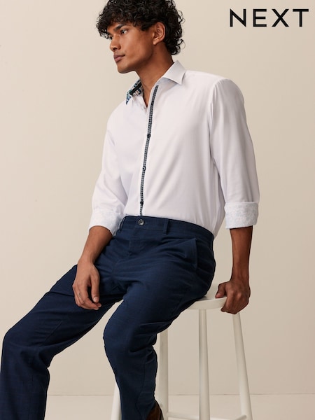 White Single Cuff Trimmed Formal Oxford Shirt (539339) | €40
