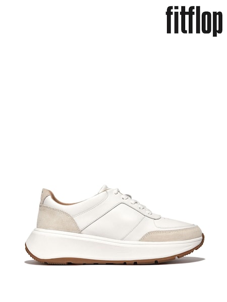 Белый - FitFlop F-Mode Leather Suede Flatform Trainers (539448) | €186