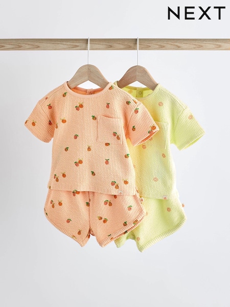 Neongrün/Orange geblümt - 2 Pack Baby T-Shirts and Shorts Set (540088) | 19 € - 21 €
