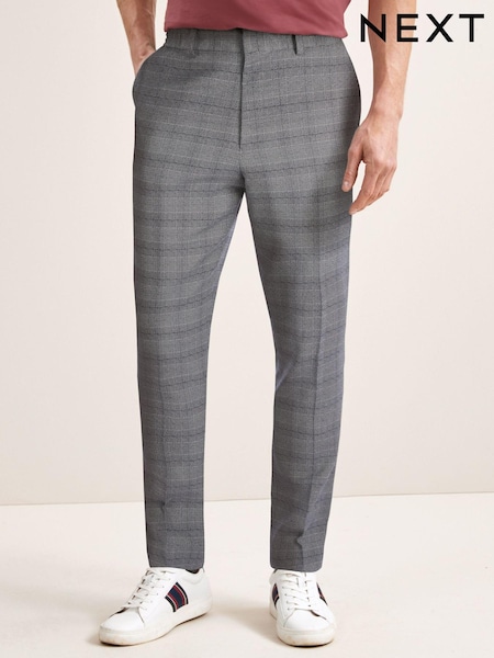 Light Grey Slim Fit Check Trousers With Elasticated Waist (540332) | €14