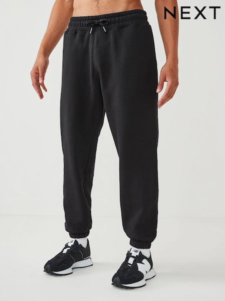 Black Relaxed Fit Cotton Blend Cuffed Joggers (540402) | AED54 - AED57