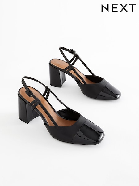 Schwarz - Forever Comfort® Square Toe Slingback Block Heel Shoes (540518) | 21 €