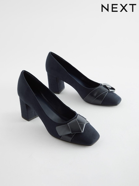 Navy Forever Comfort® Square Toe Bow Court Shoes (540861) | AED68