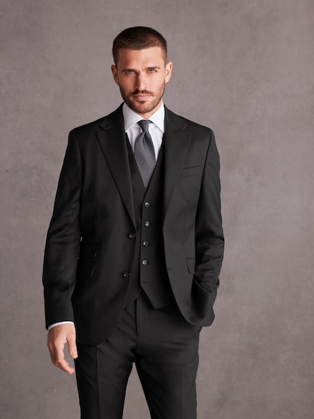 Black Slim Fit Signature Wool Suit (541045) | AED284