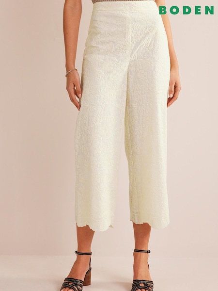 Boden Cream Embroidered Wide Leg Trousers (541093) | €95