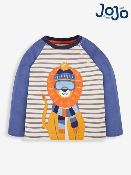 JoJo Maman Bébé Indigo Lion Appliqué Top (541098) | €27