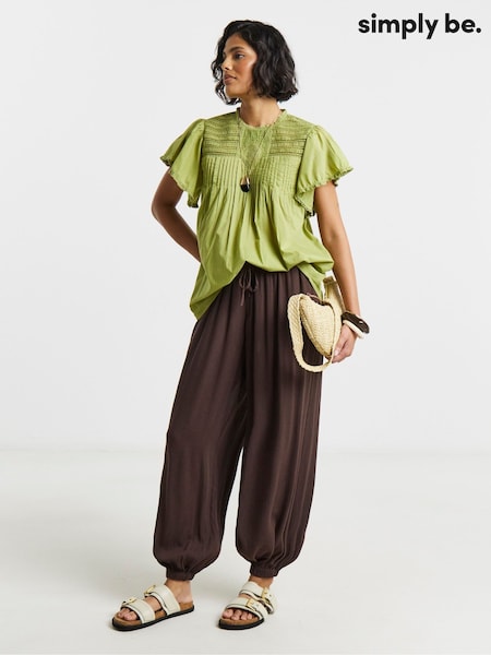 Green - Simply Be Angel Sleeve Lace Insert Blouse