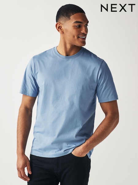 Turquoise Blue Regular Fit Essential Crew Neck Cotton T-Shirt (541906) | €3