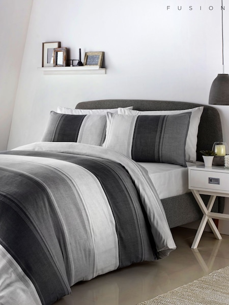 Fusion Grey Betley Duvet Cover and Pillowcase Set (542491) | AED105 - AED204