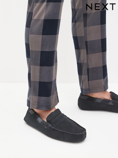 Navy Blue Luxury Signature Suede Moccasin Slippers (543222) | €18