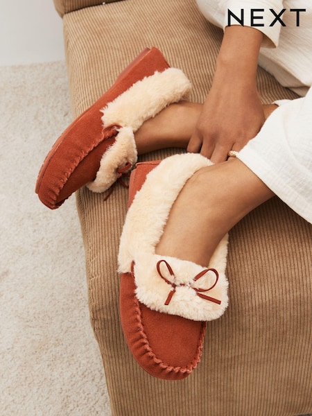 Rust Orange Suede Moccasin Slippers (544580) | €19.50