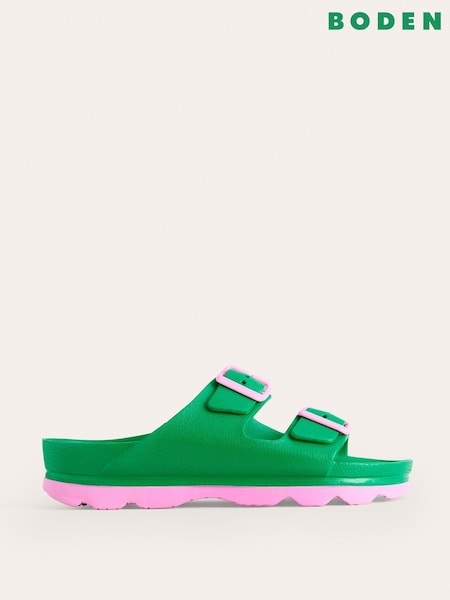 Boden Green Lyla Double Buckle Slides (544649) | R$ 445
