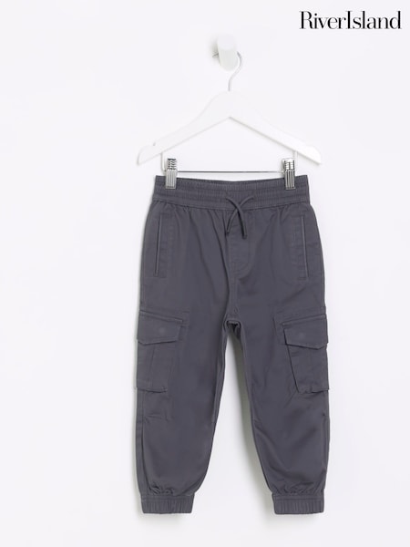 River Island Grey Chrome Boys 100% Cotton Hatch Cargo Trousers (544743) | €24