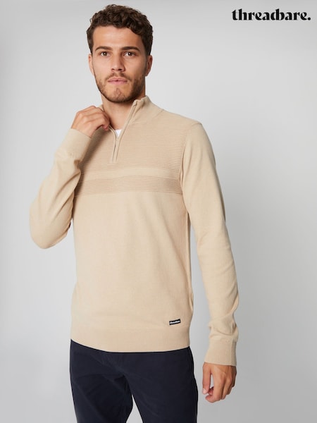 Threadbare Neutral Rib Detail Knitted Quarter Zip Jumper (544851) | 1,442 UAH