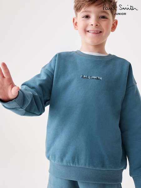 Paul Smith Junior Boys Mid Blue Panel Crew Neck Sweatshirt (544903) | 287 LEI