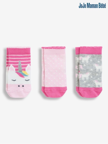 Rosa - Jojo Maman Bébé 3{Pakke Enhjørning Sokker (544976) | kr136