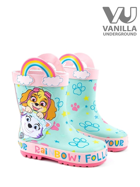 Vanilla Underground Blue Paw Patrol Girls Skye & Everest Wellington Boots with Handles (545101) | R$ 265