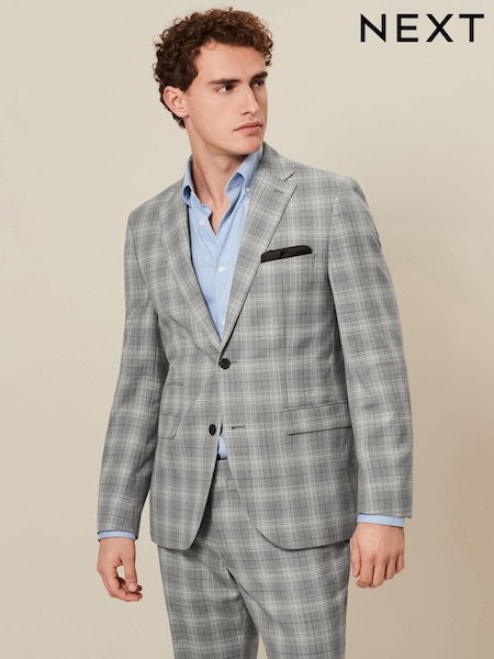 Light Grey Tailored Fit Textured Suit (545854) | €12