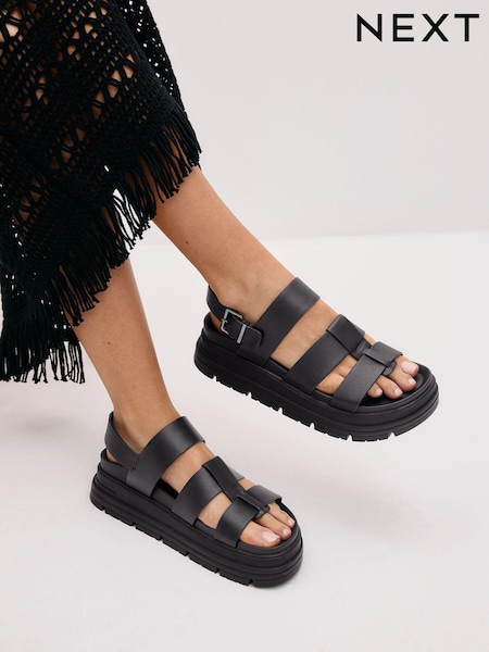 Black Gladiator Chunky Platform Sandals (545912) | R$ 330