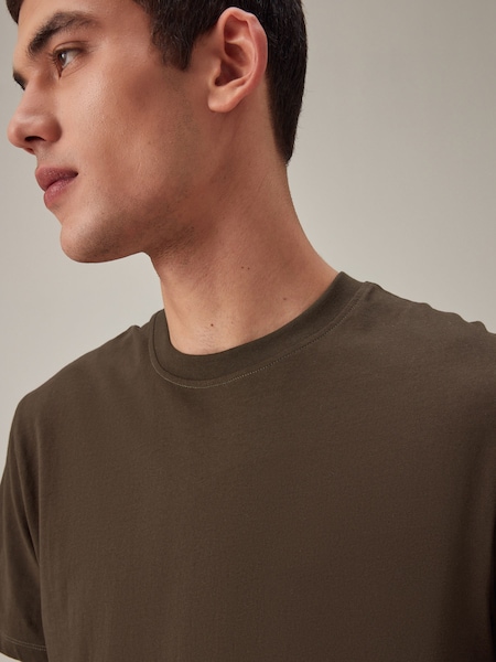 Brown Dark Chocolate Regular Fit Essential Crew Neck Cotton T-Shirt (545937) | €9