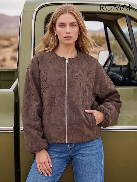 Braun - Roman Bestickte Bomberjacke