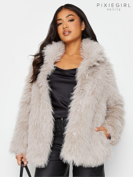 PixieGirl Petite Natural Long Faux Fur Coat (546705) | €102