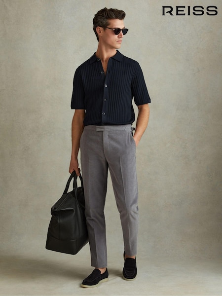 Reiss Navy Murray Textured Knitted Shirt (547023) | €167