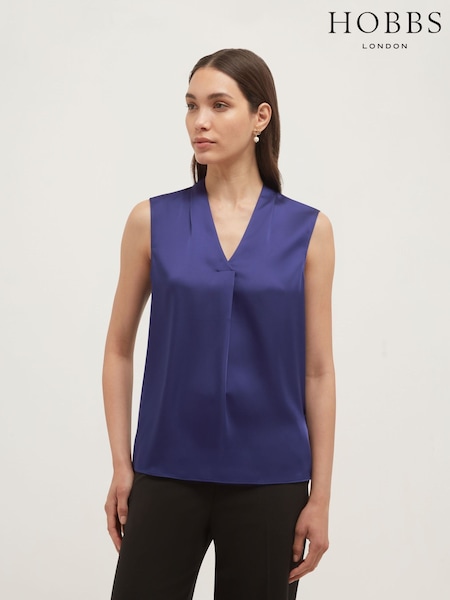 Көк - Hobbs Alora Satin Blouse
