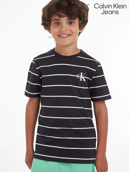 Calvin Klein Jeans Boys Black Printed Stripe T-Shirt (547271) | €14