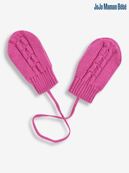 Fuchsia - Mănuși cu un deget tricotată cu torsade JoJo Maman Bébé Crem (547465) | 60 LEI