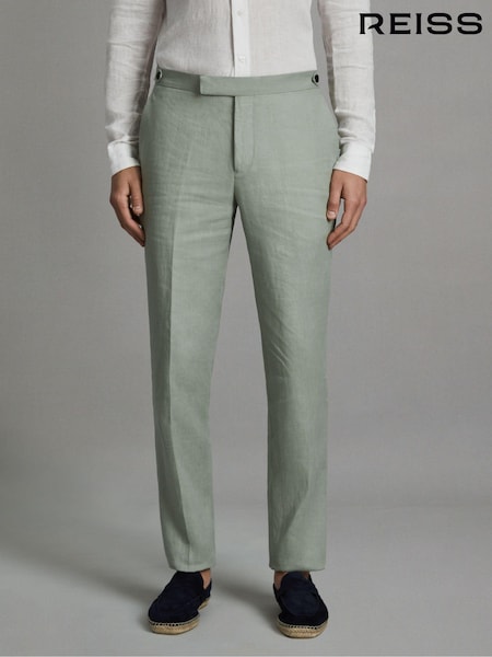 Reiss Apple Kin Linen Tapered Trousers Slim-Fit (547529) | 1,088 QAR