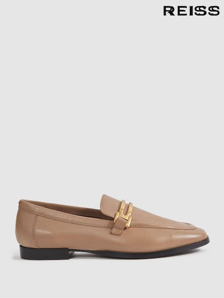 Reiss Nude Angela Leather Rounded Loafers (547797) | €241