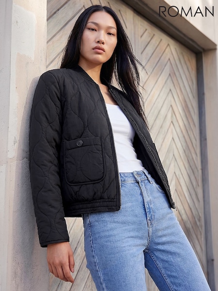 Negru - Roman Quilted Bomber Jacket