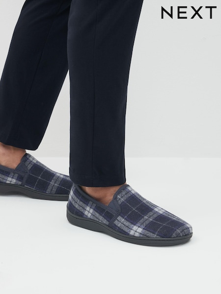 Navy Blue Check Closed Back Slippers (548012) | €7
