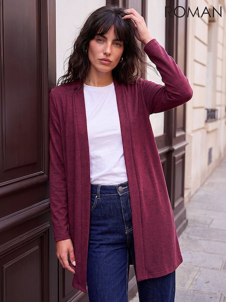Red - Roman Longline Knit Cardigan