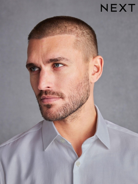 Grey Textured Slim Fit Single Cuff Signature Italian Fabric Shirt (548546) | €25