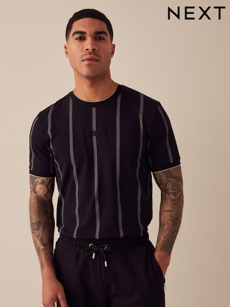 Black 100% Cotton Vertical Stripe T-Shirt (548715) | €9