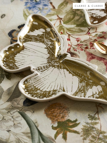 Clarke & Clarke White/Gold Butterfly Platter (548867) | €34