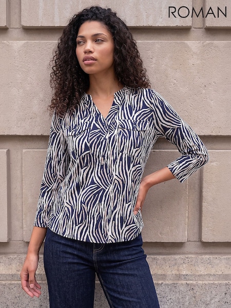Blue - Roman Petite Abstract Top