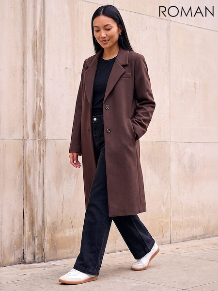 Brown - Roman Smart Single Breasted Coat