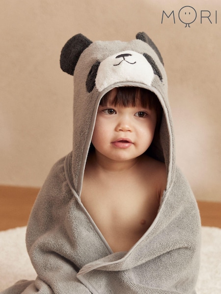 MORI Grey Panda Bear Organic Cotton Super Soft Kids Hooded Towel (549131) | $81